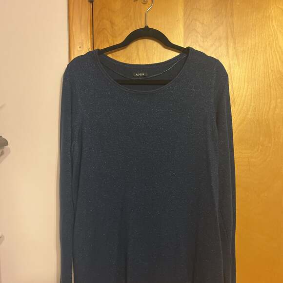 Apt 9 Women's Blue Metallic Sparkle Knit Long Sleeve Sweater - Picture 1 of 1